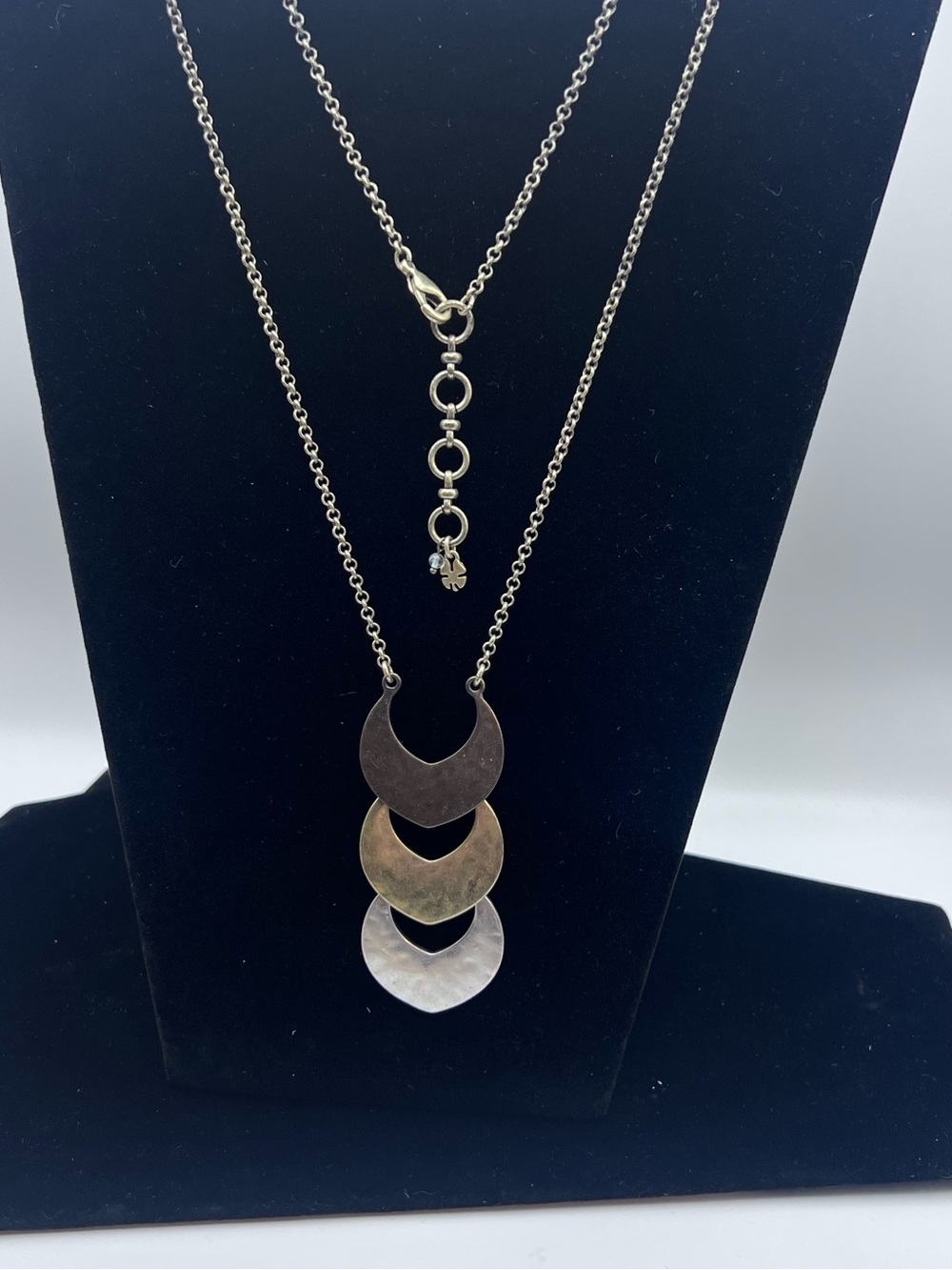 Lucky Brand Triple Crescent Layered Necklace - Gold and Silver Tones